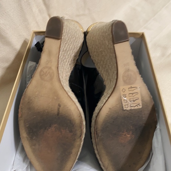 Michael Kors Black Patent  slingback wedges - Picture 8 of 11